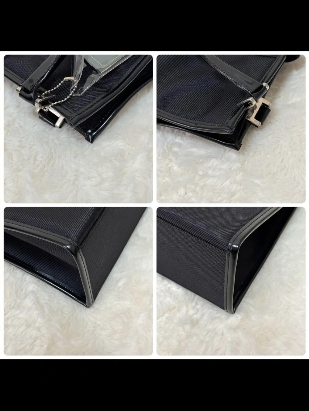 Paolo Gucci Black Structured Satchel with Center Stripe and Silver Accents